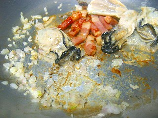 牡蠣とベーコンのスパゲティ4